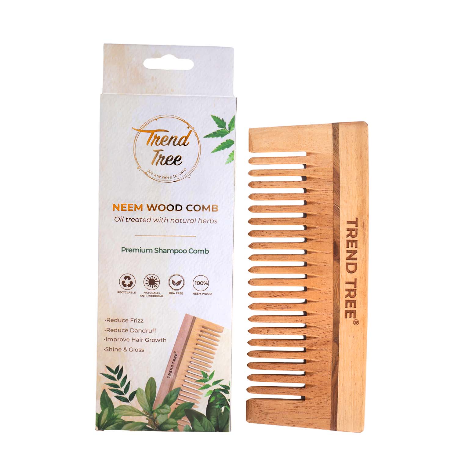 Premium Neem Wood Shampoo Comb