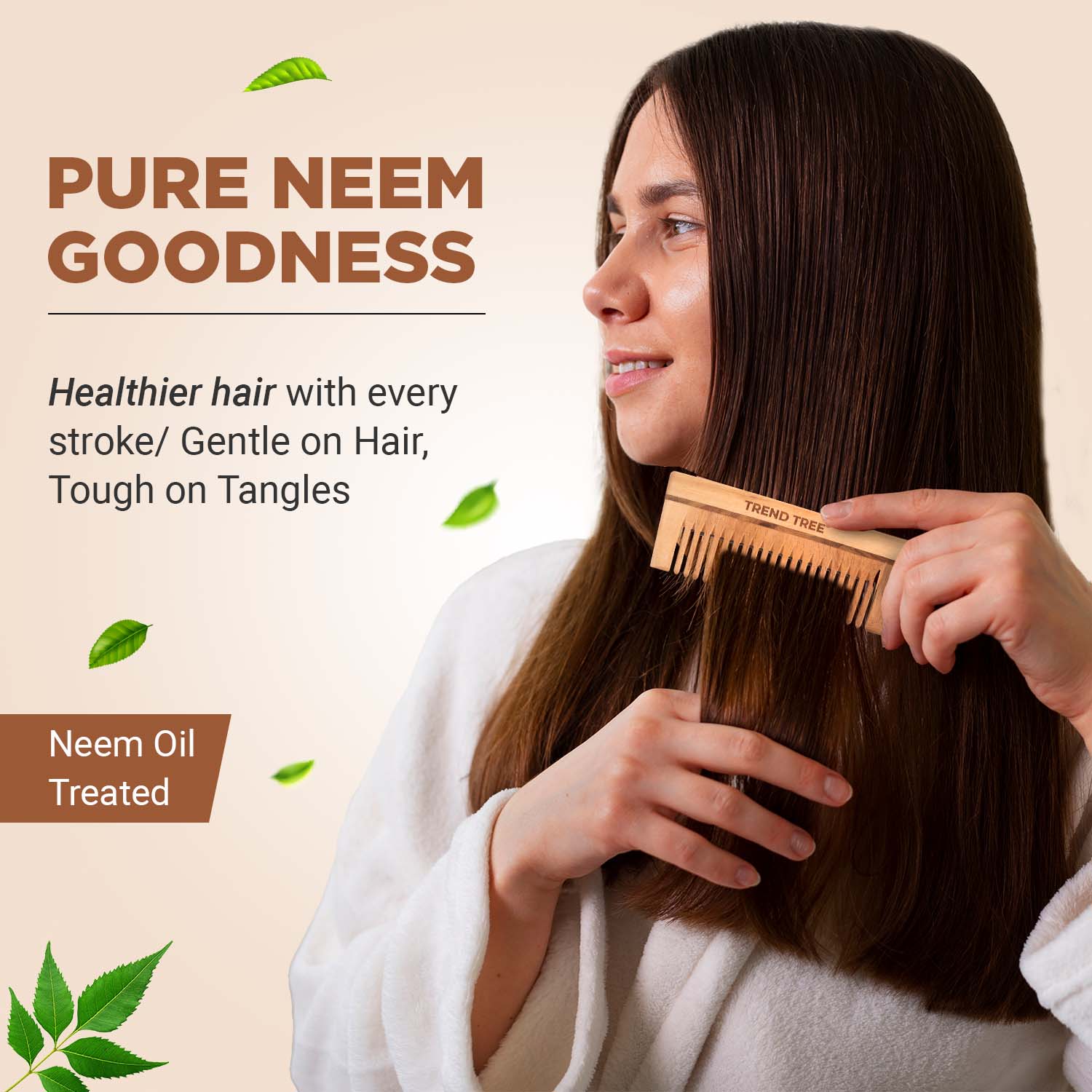Premium Neem Wood Shampoo Comb