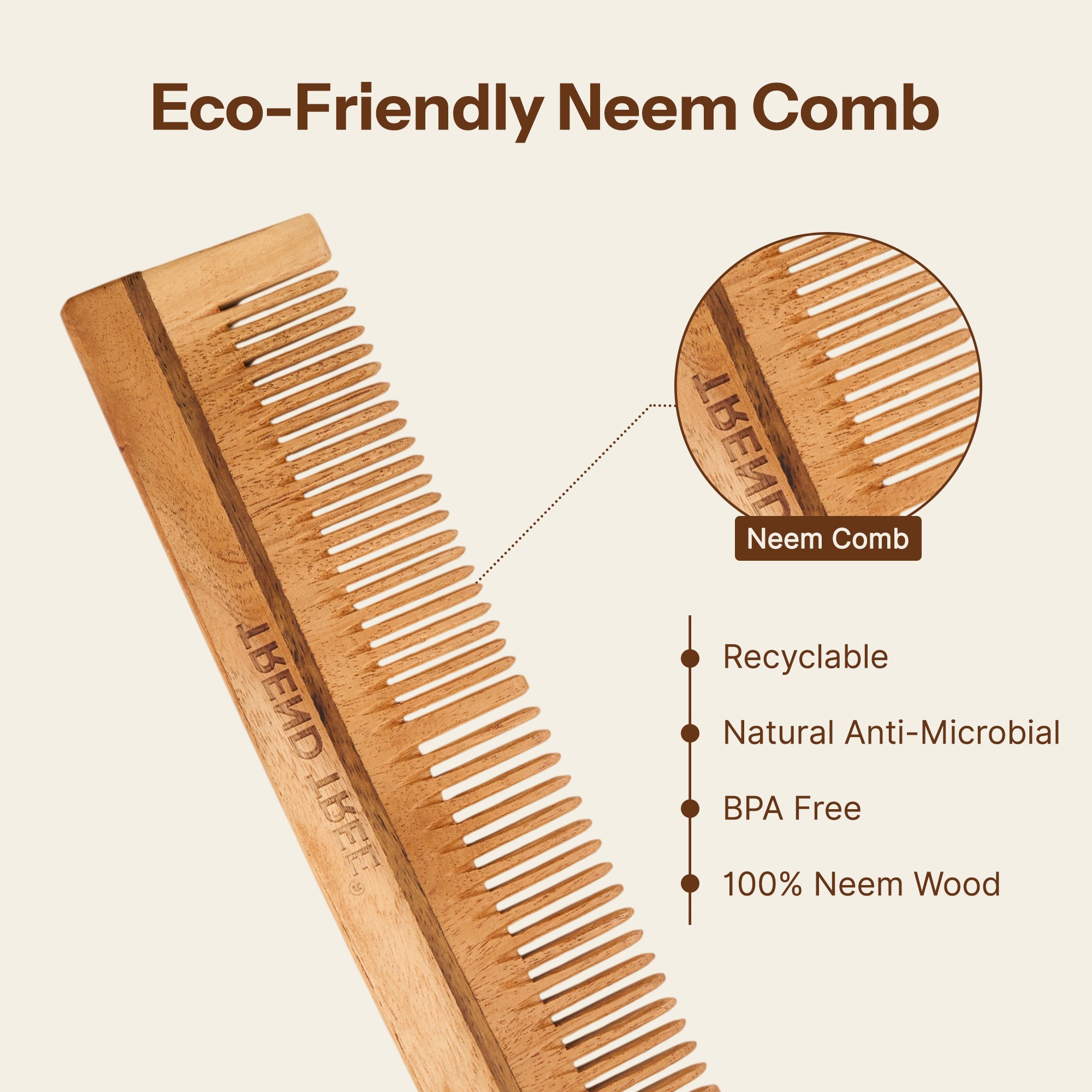 Pure Neem Wood Detangling Comb