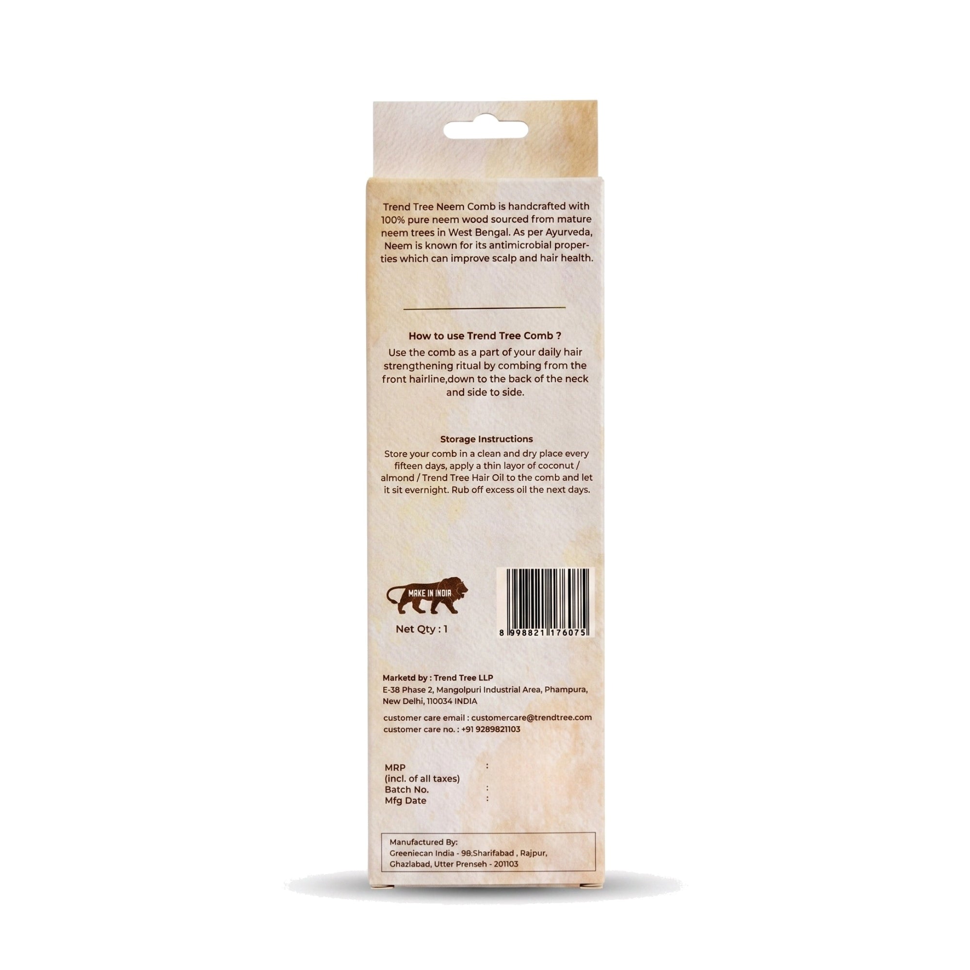 Pure Neem Wood Detangling Comb