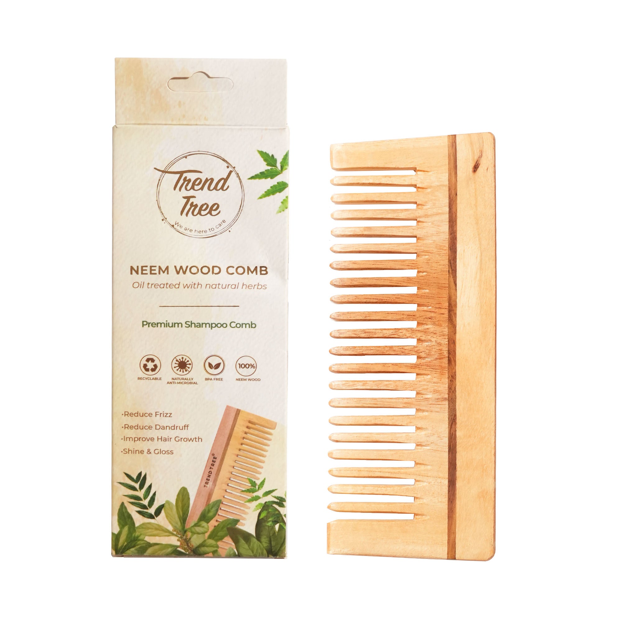 Premium Neem Wood Shampoo Comb