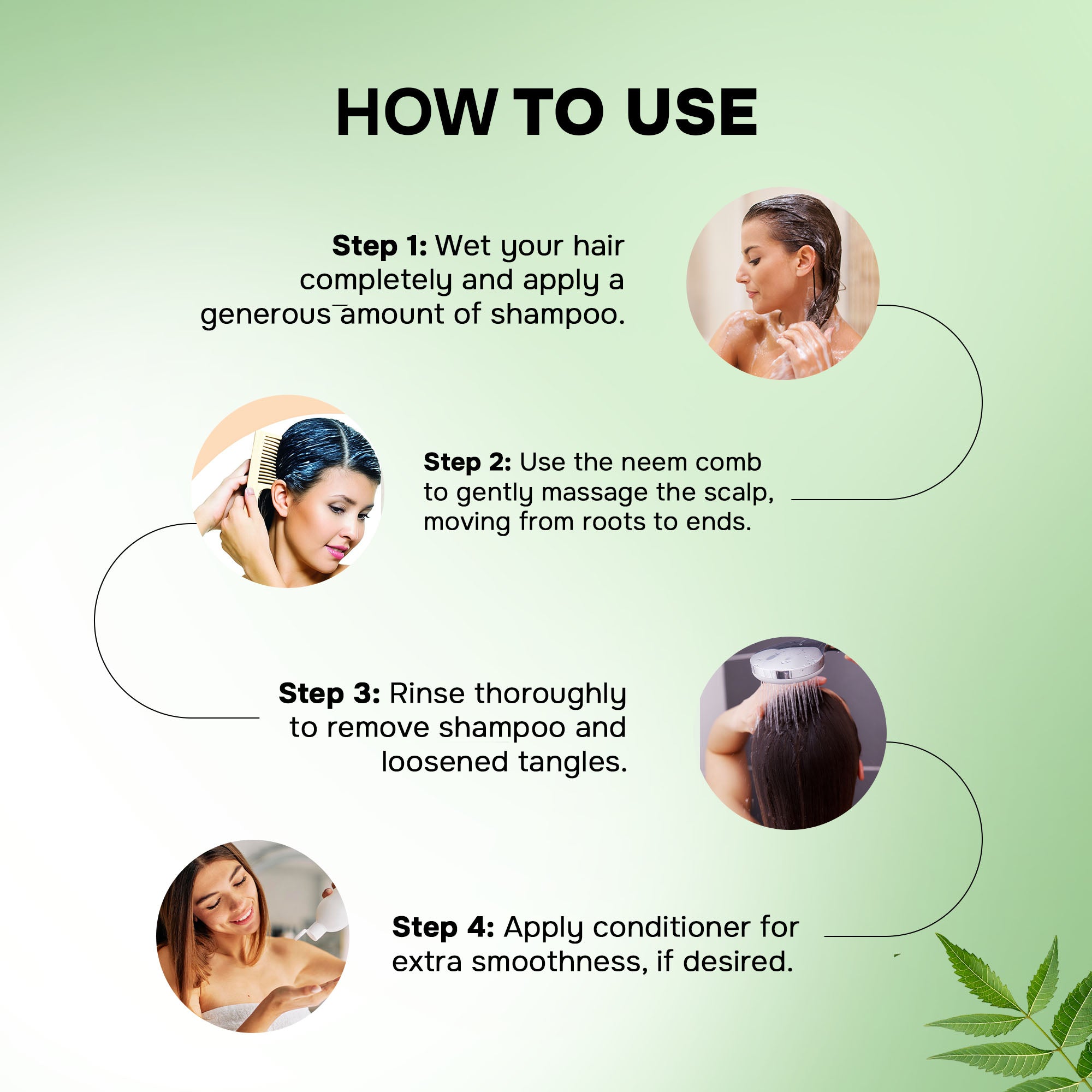 Premium Neem Wood Shampoo Comb