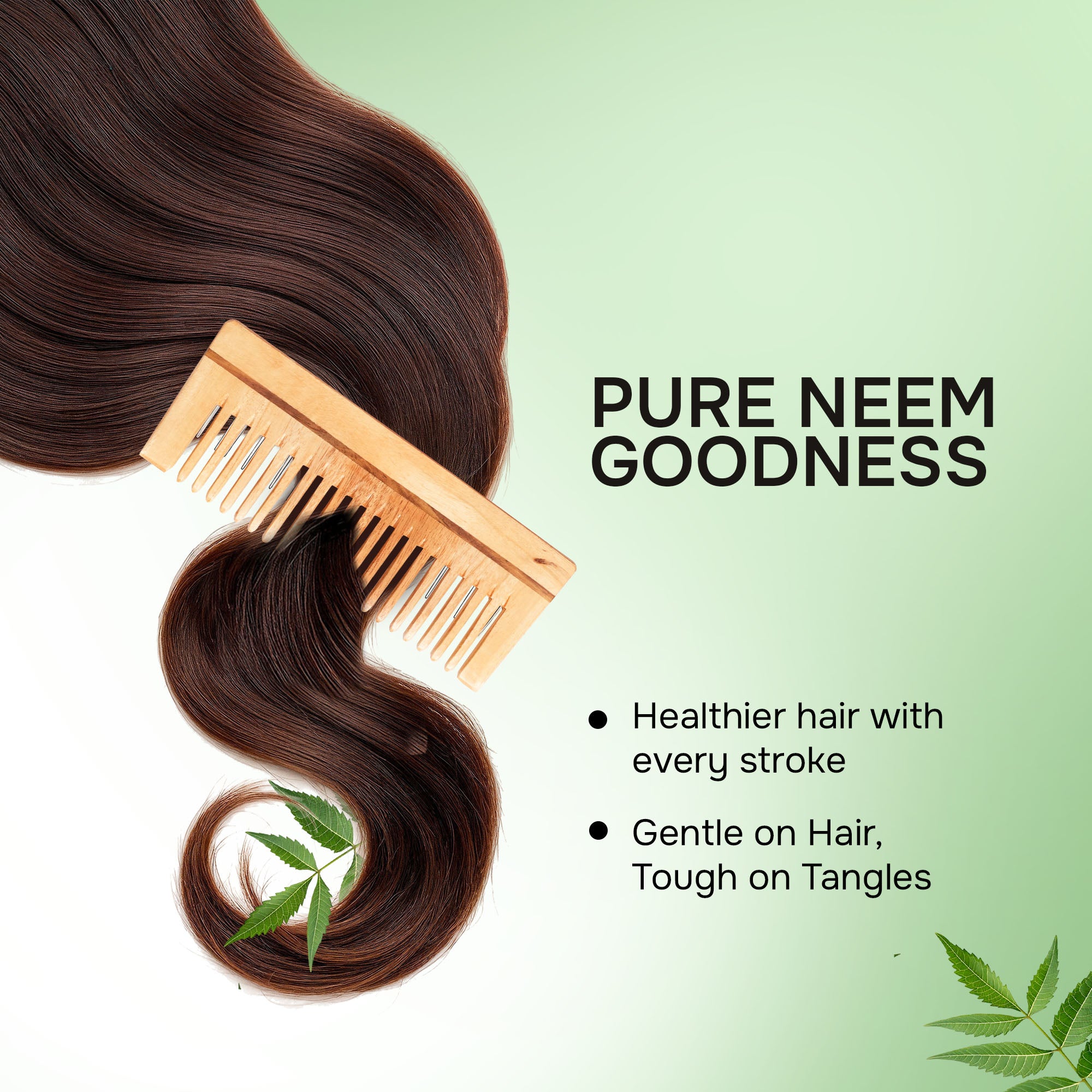 Premium Neem Wood Shampoo Comb