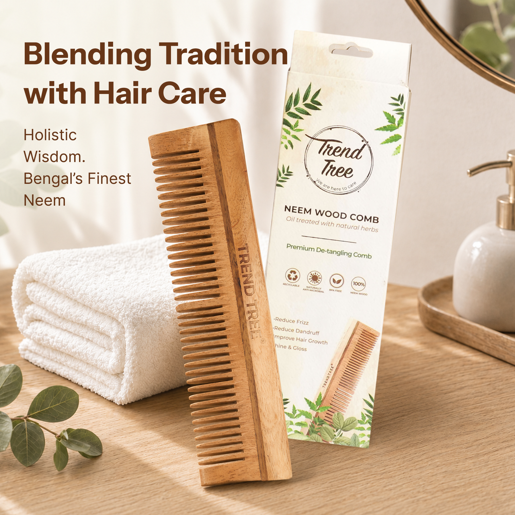 Pure Neem Wood Detangling Comb
