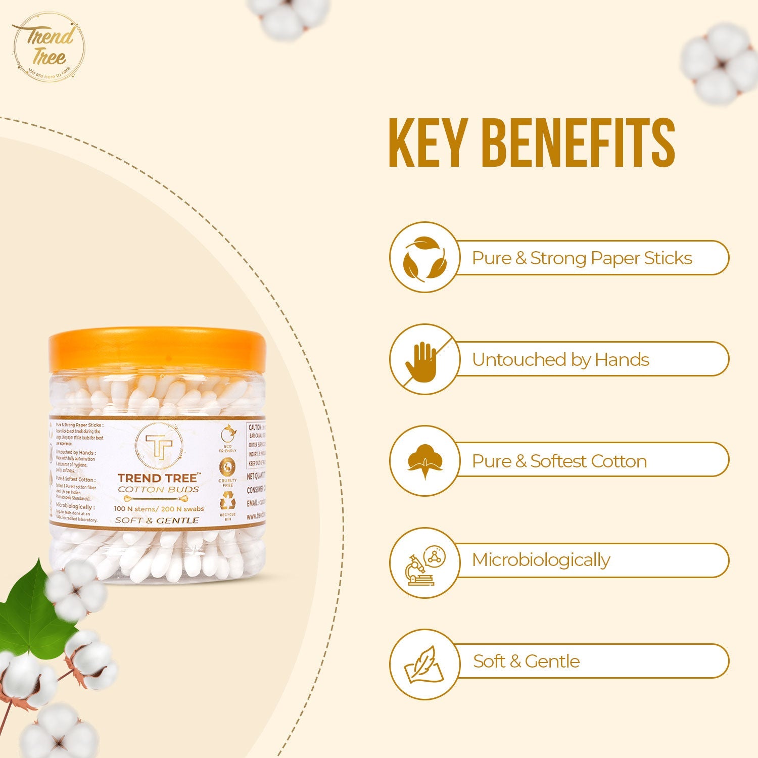 Trend Tree cotton buds are designed to gentle on your skin