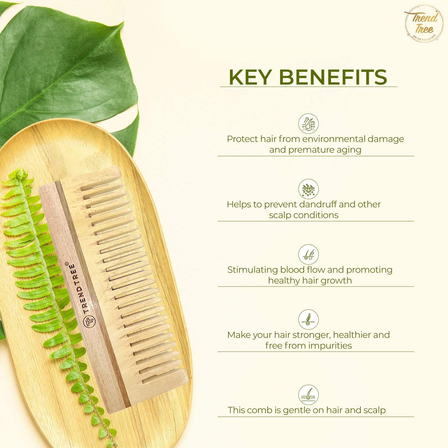 Premium Neem Wood Shampoo Comb