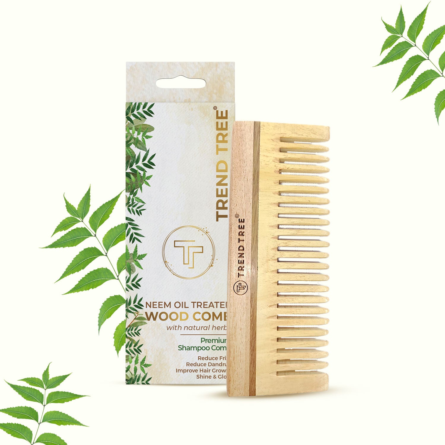 Premium Neem Wood Shampoo Comb