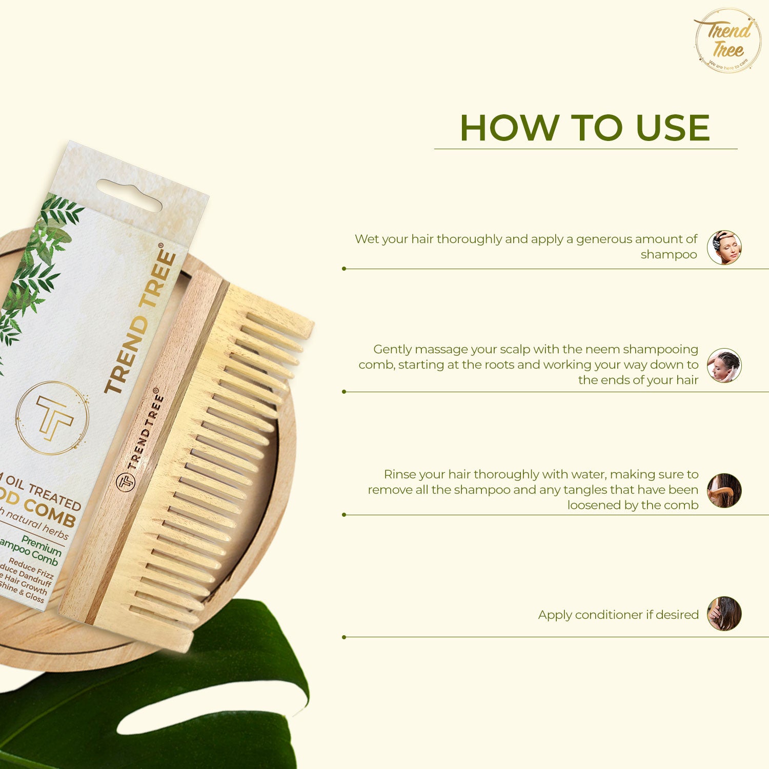 Premium Neem Wood Shampoo Comb