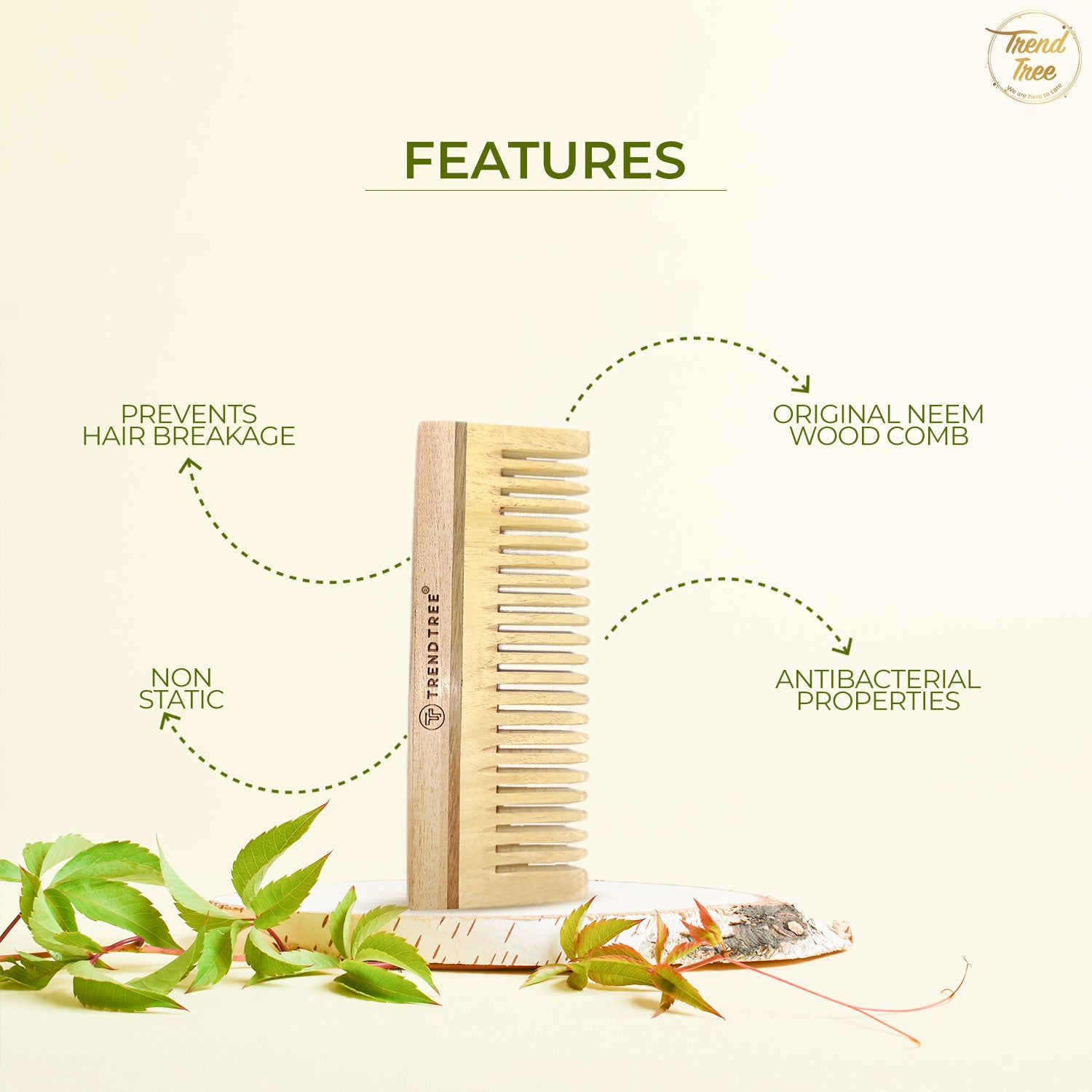 Premium Neem Wood Shampoo Comb